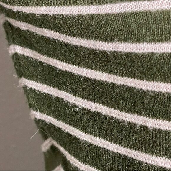Zara Striped Lightweight Long Sleeve Sweater Green and White Size Small - Picture 6 of 13